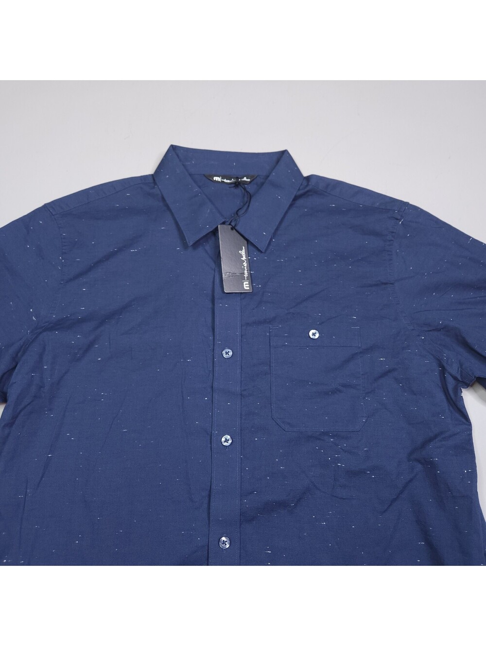 New Travis Mathew Studebaker Mood Indigo Button Up Shirt Golf Preppy L